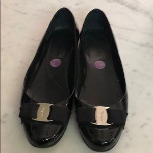 Ferragamo black patten flats